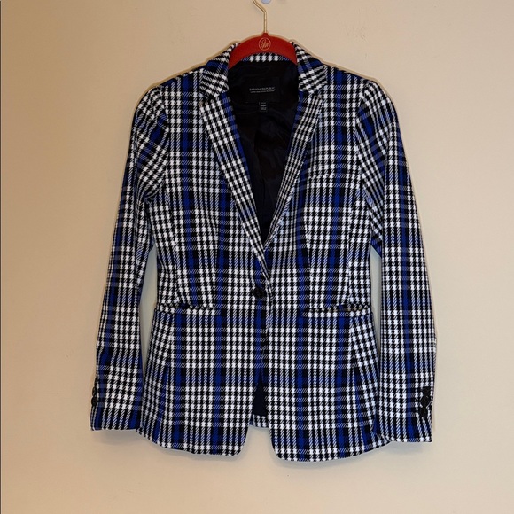 Banana Republic Blue and White Checkered Blazer Sz 00 - Picture 3 of 8